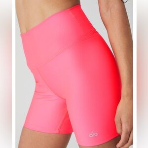 ALO Yoga Neon Pink Bike Shorts